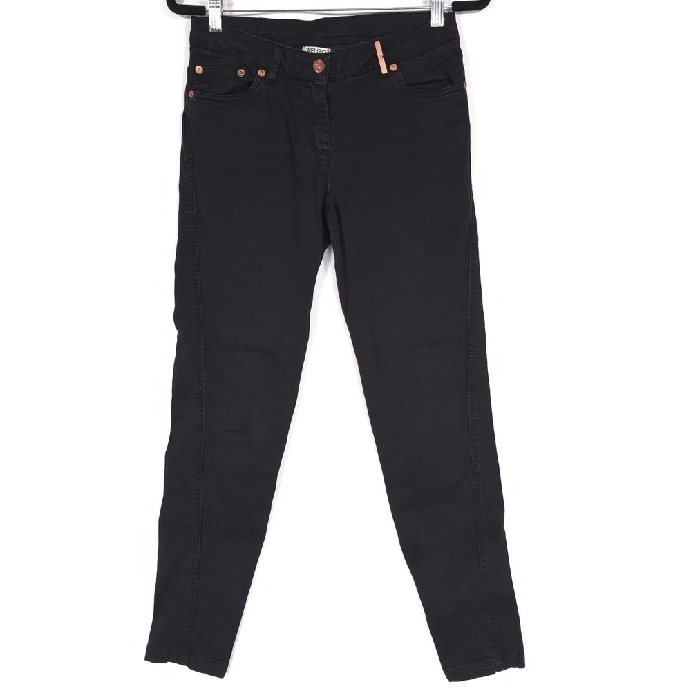 KENZO PARIS JUNGLE Women's Black Jeans Size 38 Zip Hem‎ US 6-7